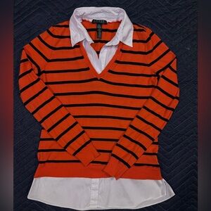 Ralph Lauren Orange Striped Sweater